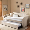 Baxton Studio Parkson Beige Curved Corner Sofa Twin Daybed with Roll-Out Trundle Bed 125-6842